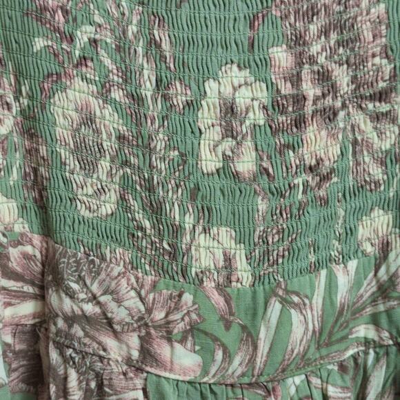 Agua Bendita x Target Multicolor Green Floral Short Sleeves Bohemian Dress M - Picture 2 of 9
